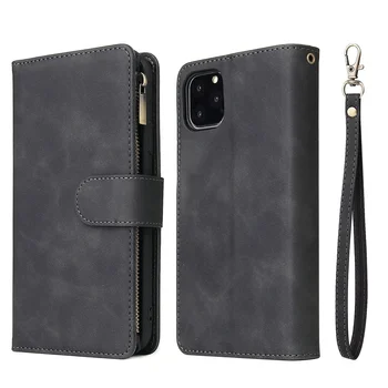 iPhone 17: Premium-Leder-Brieftaschen-Hülle Reißverschluss-Brieftaschen-Kartensteckplätze Magnetische Flip-Cover