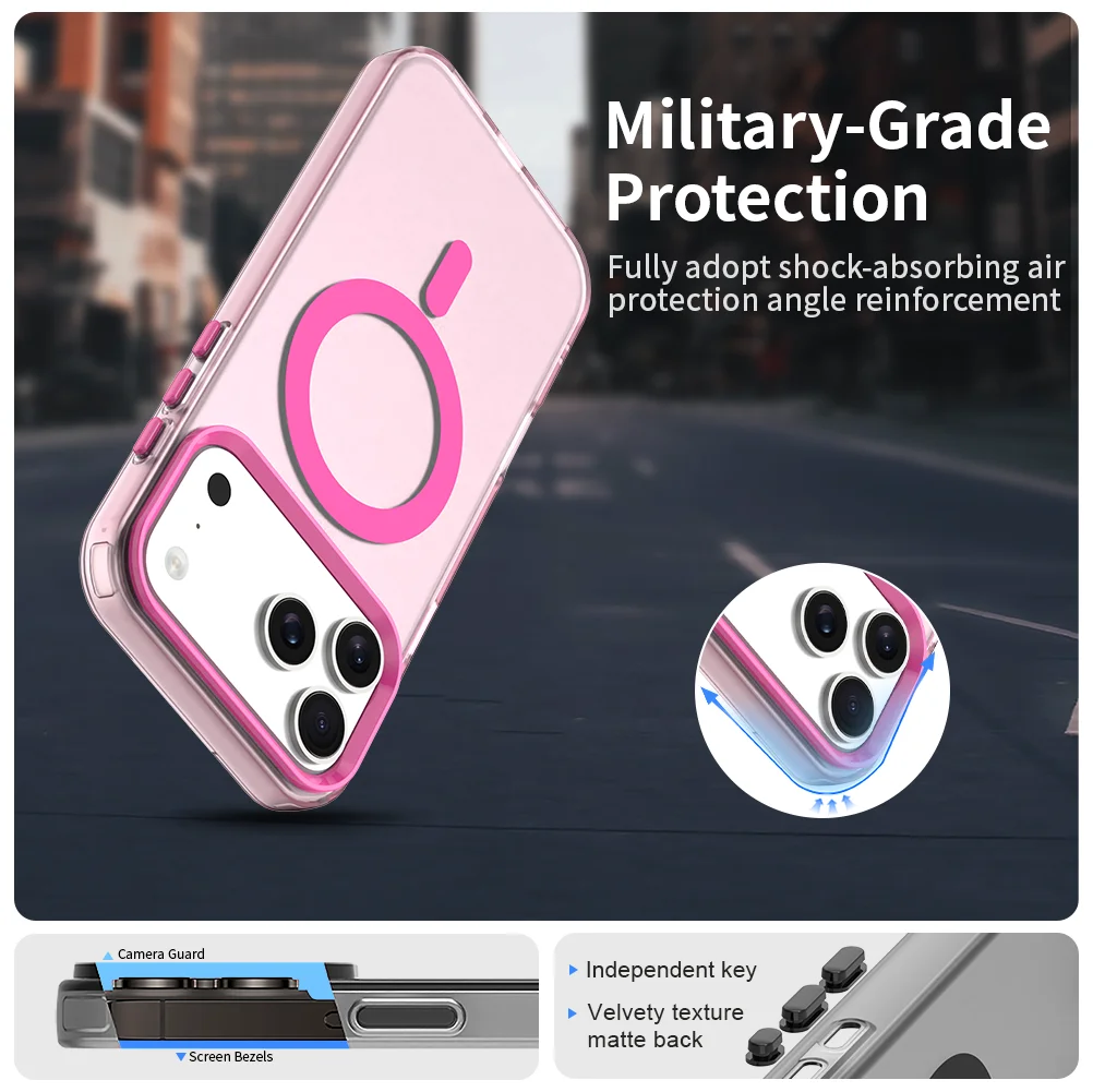 Mattklar für Magsafe Wireless Charge Hülle, militärische, stoßfeste Bonbonfarben-Abdeckung – Bild 3