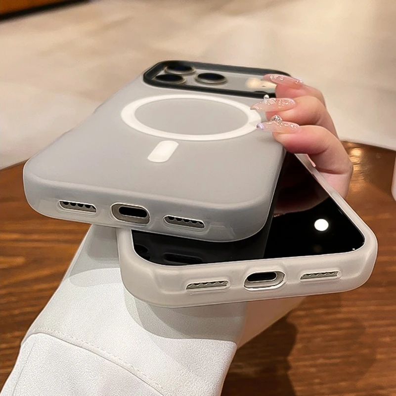 Luxuriöse 2-in-1 magnetische stoßfeste Hülle Flüssigsilikon Magsafe Bumper Cover – Bild 6