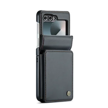Galaxy Z Flip5: Leder Brieftasche Karten Solt Halter Fall 6 5 7fe 5G Flip6 Geldbörse Tasche Tasche RFID Multifunktionale