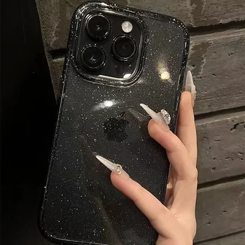 iPhone 16: Luxuriöse Glitzer-Handyhülle weiche transparente Silikonhülle