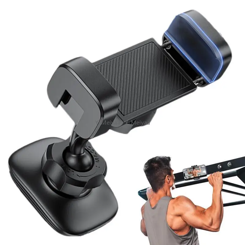 Magnetischer Handyhalter für Fitnessstudio, 360-Grad-verstellbarer Ständer für Mobiltelefone, kompatibel mit 4–7 Zoll großen Smartphones, Legierungsbasis und Gelenk