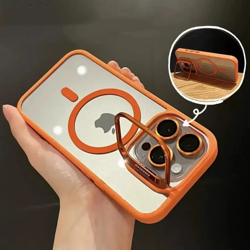 Luxuriöse magnetische stoßfeste Handyhülle mit Magsafe-Funktion, Ständer und Glaslinsenschutz. – Bild 2