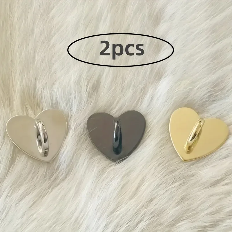 2Pcs Metall Herzförmige Telefon Charme Halter Liebe Herz Telefon Finger Ring Selbstklebende Handy Zurück Ständer Haken – Bild 2