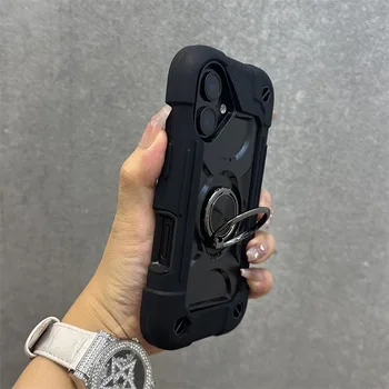 iPhone 16 Pro Max: 3-in-1 Ringhalter Schutzhülle Stoßfest mit Lanyard-Kette