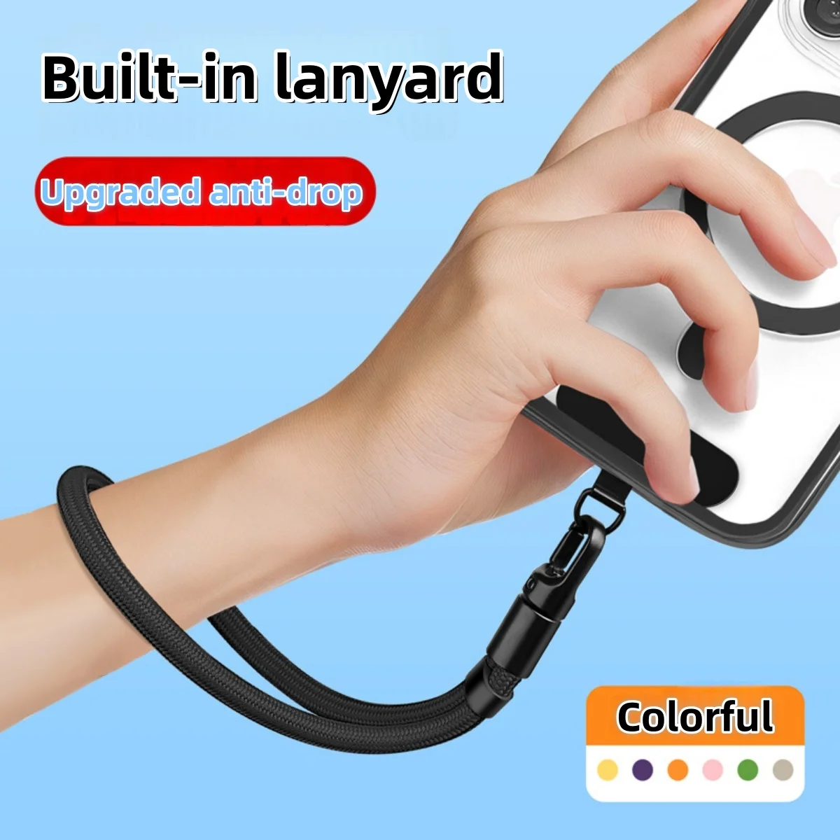Universelles, verstellbares Handy-Lanyard, kurzes Handgelenkband mit selbstsicherndem Anti-Drop-Design, langlebiges – Bild 5