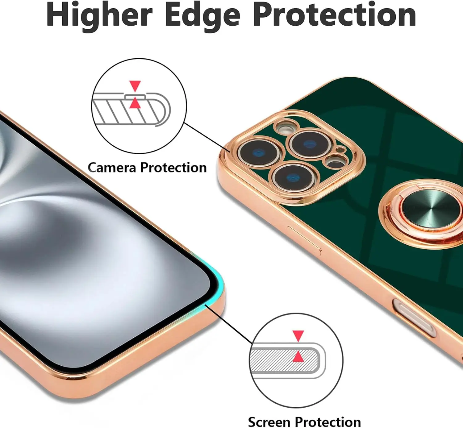 360 Rotation Ring Ständer Halter Ständer Telefon Fall Silikon Abdeckung Funda – Bild 4