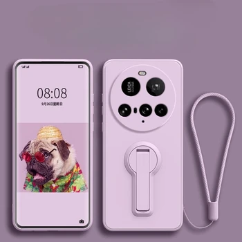 Xiaomi 14: Flüssige Silikon Lanyard Telefon Fall 12S 12X 12T 11T Pro Lite Weiche Stoßfest Stand Zurück Abdeckung