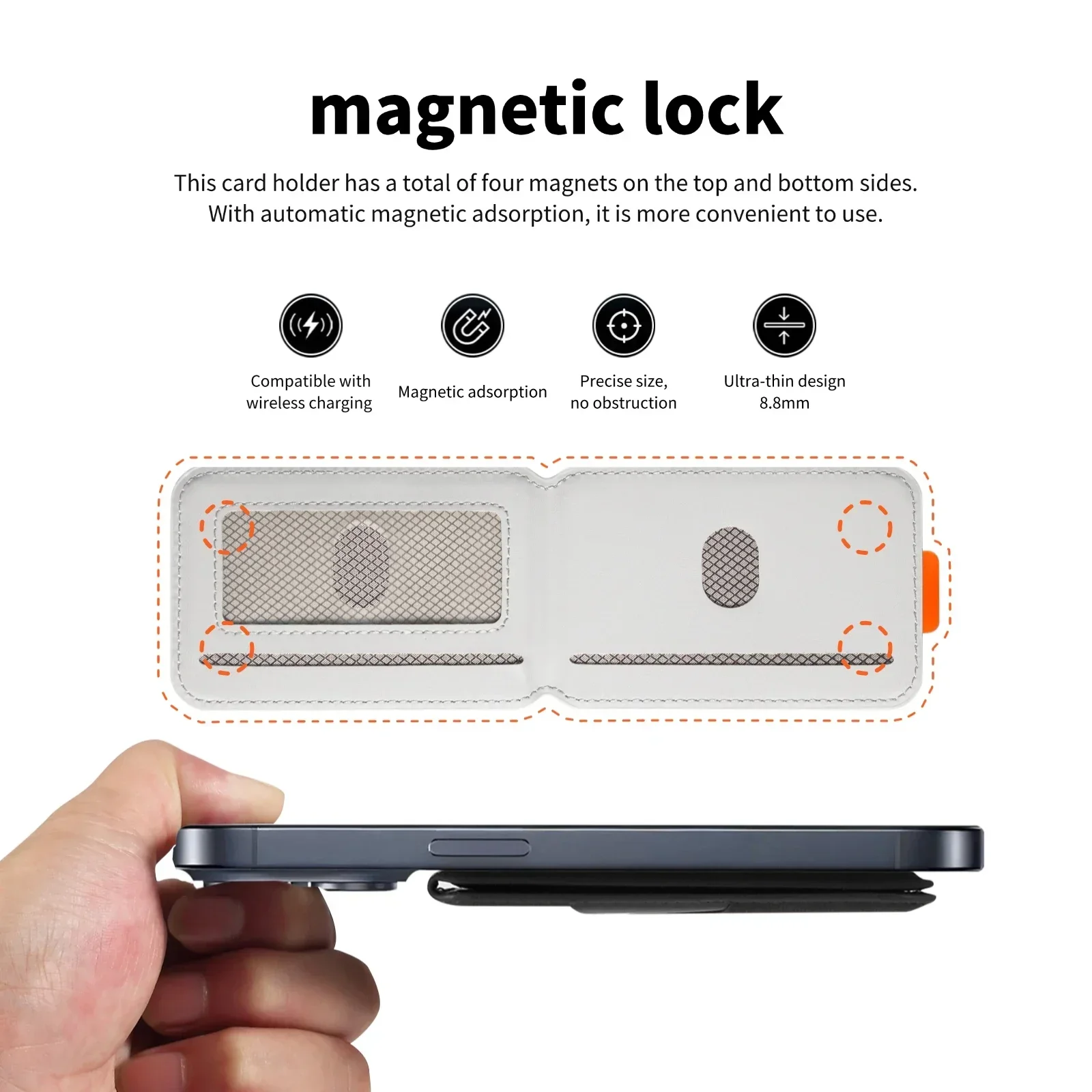 Luxus Leder Handy Magsafe Magnetische Karte Halter RFID Anti-skimming Bank ID Karte – Bild 6