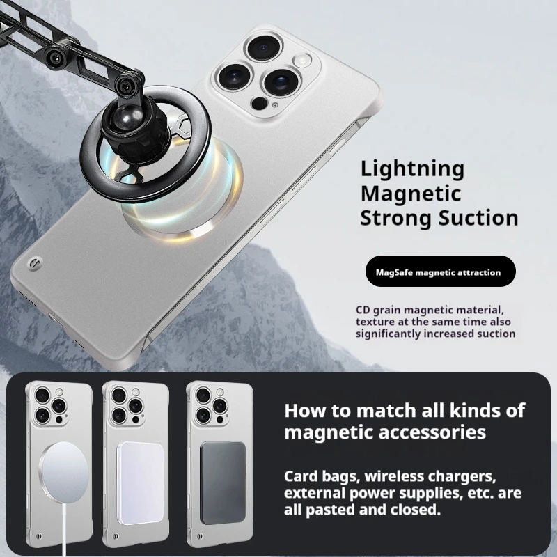 Ultradünne Metallic-Lackierung magnetisch für Magsafe-Hülle, rahmenlose Kühlung, harte Abdeckung – Bild 3