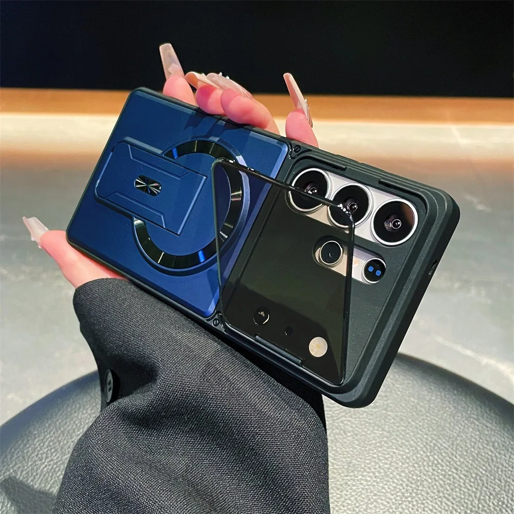 Galaxy S25 FE: Modische Linsenschutz-Hülle Unsichtbarer Ständer Magnetische Abdeckung