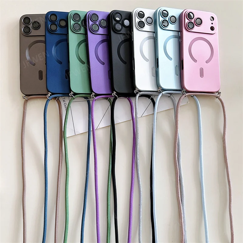 iPhone 13: Magnetische Hülle mit Umhängeband, für Magsafe, Kameraschutz, weiche Hülle