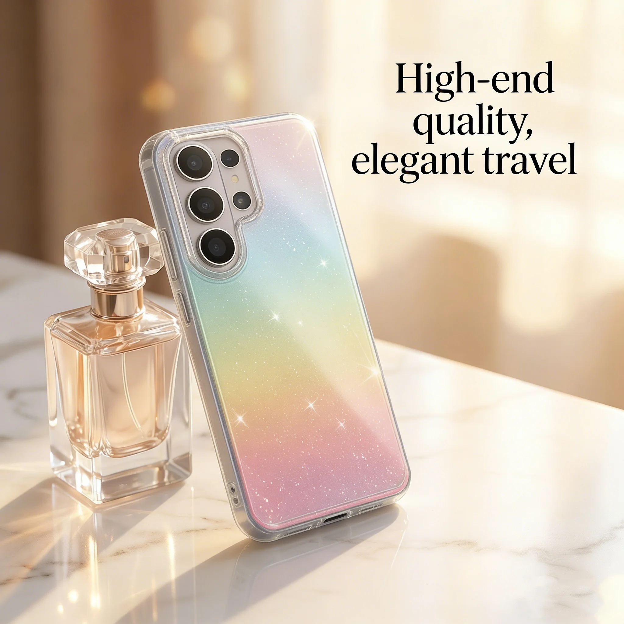 Galaxy S25 FE: Laser-Gradient-Klarhülle Glitzer Bunte Regenbogen-Schutzhülle.Funda