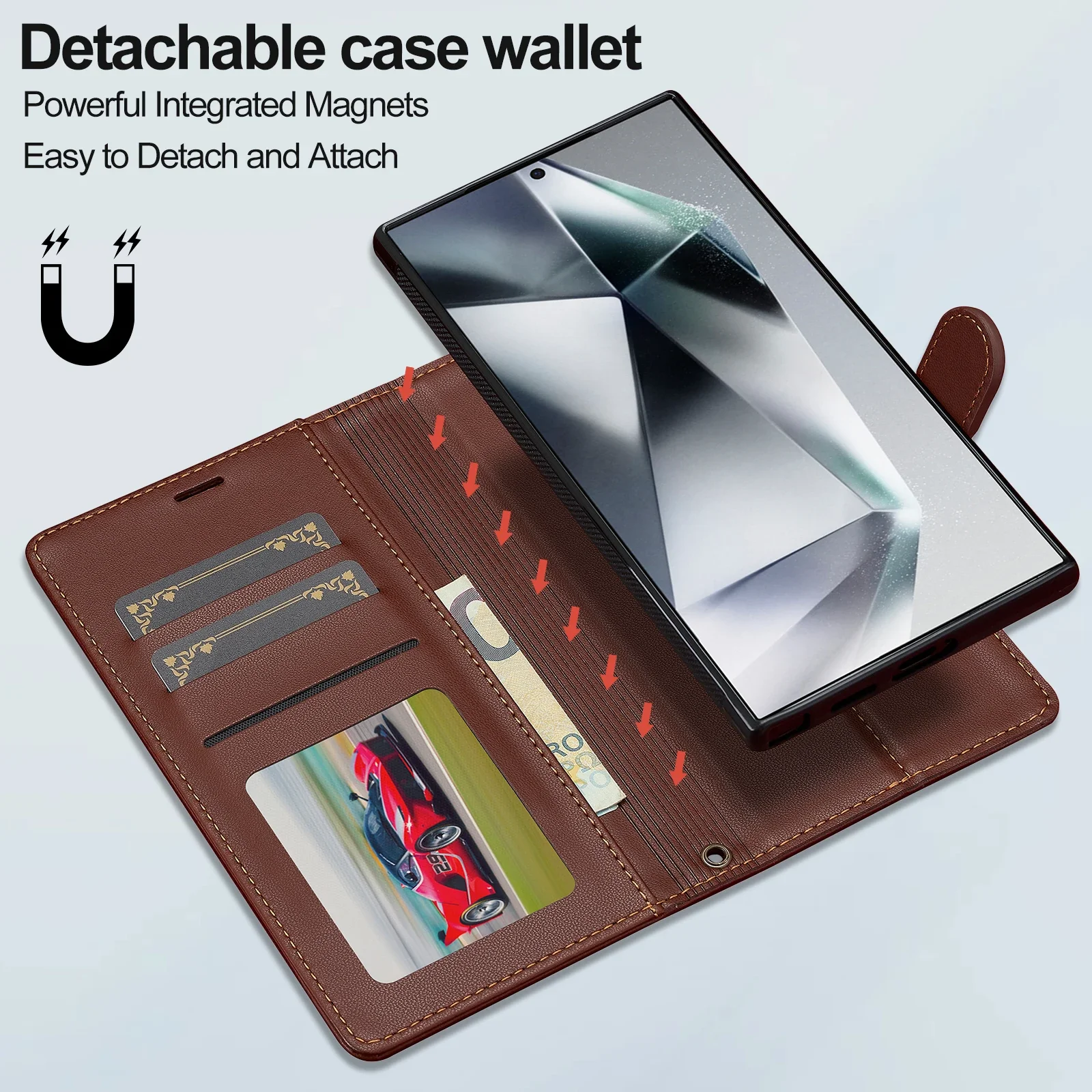 Ledertasche Magnetische Flip Wallet – Bild 2