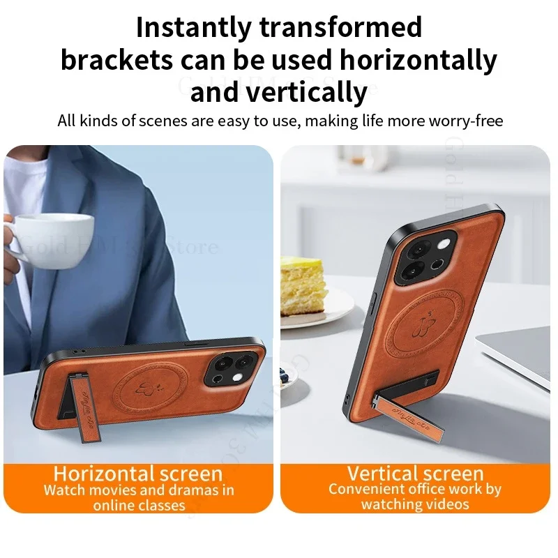 Für Magsafe Drahtlose Lade Telefon Fall 13T Leder Telefon Ständer Abdeckung Ace Nord 5 – Bild 3