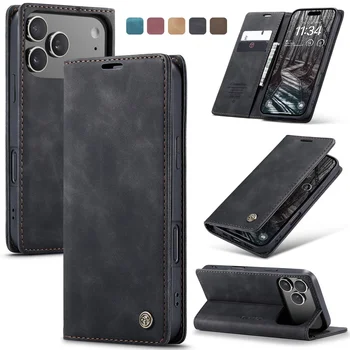 IPhone 17 Pro Max: Flip Wallet Hülle, Leder Magnetische Folio-Abdeckung mit Kartenhalter, Ständer - TPU Hülle