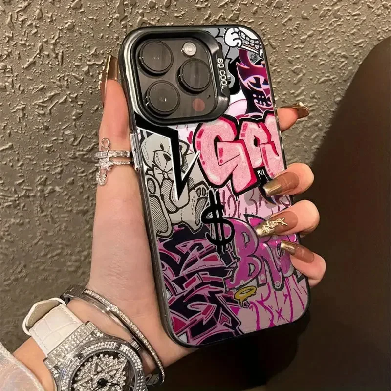 Graffiti Coole Kunst Rosa Handyhülle Hüllen Anti Fall Matte Cover Case Funda – Bild 3