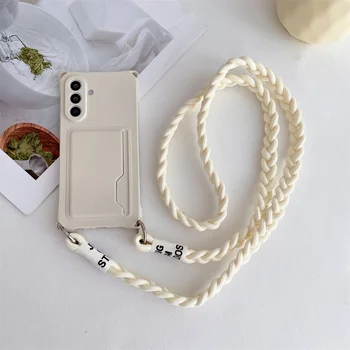 Galaxy S25+: Geflochtener Crossbody-Riemen Handyhülle Kartentasche Silikonhülle
