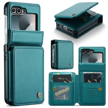 Galaxy Z Flip7: Leder Brieftasche Karten Solt Halter Fall 6 5 7fe 5G Flip6 Geldbörse Tasche RFID