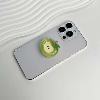 Niedliche Frucht-Serie, Mobiltelefonhalter, Harzmaterial, roter Apfelsteckdosengriff, faltbarer Telefonständer, kreative Dekorationen