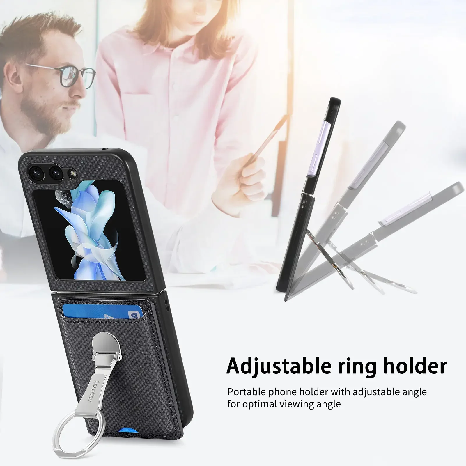 Ring-Kartenhalter-Brieftaschen-Flip-Handyhülle 7 6 5 4 3 Flip7 Flip6 Flip5 Flip4 Flip2 5G PU-Leder-Cover – Bild 5