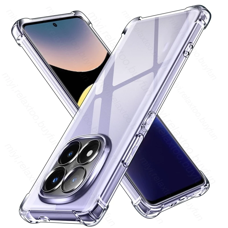 Redmi Note 14 Pro+ 5G: Transparente Hülle Max 5G Durchsichtige Weiche TPU-Silikon Dünne Stoßfeste Kristallhülle Redmy