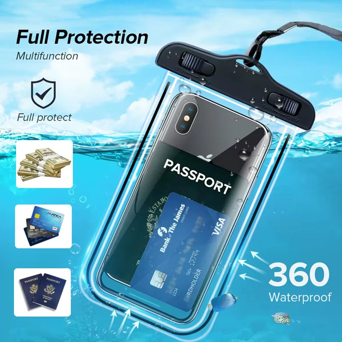 Transparente Wasserdichte Handyhülle zum Umhängen, Berührungsempfindliche Wasserfeste Tasche für Outdoor, Strand und Schwimmen, Handy-Aufbewahrungshülle – Bild 5