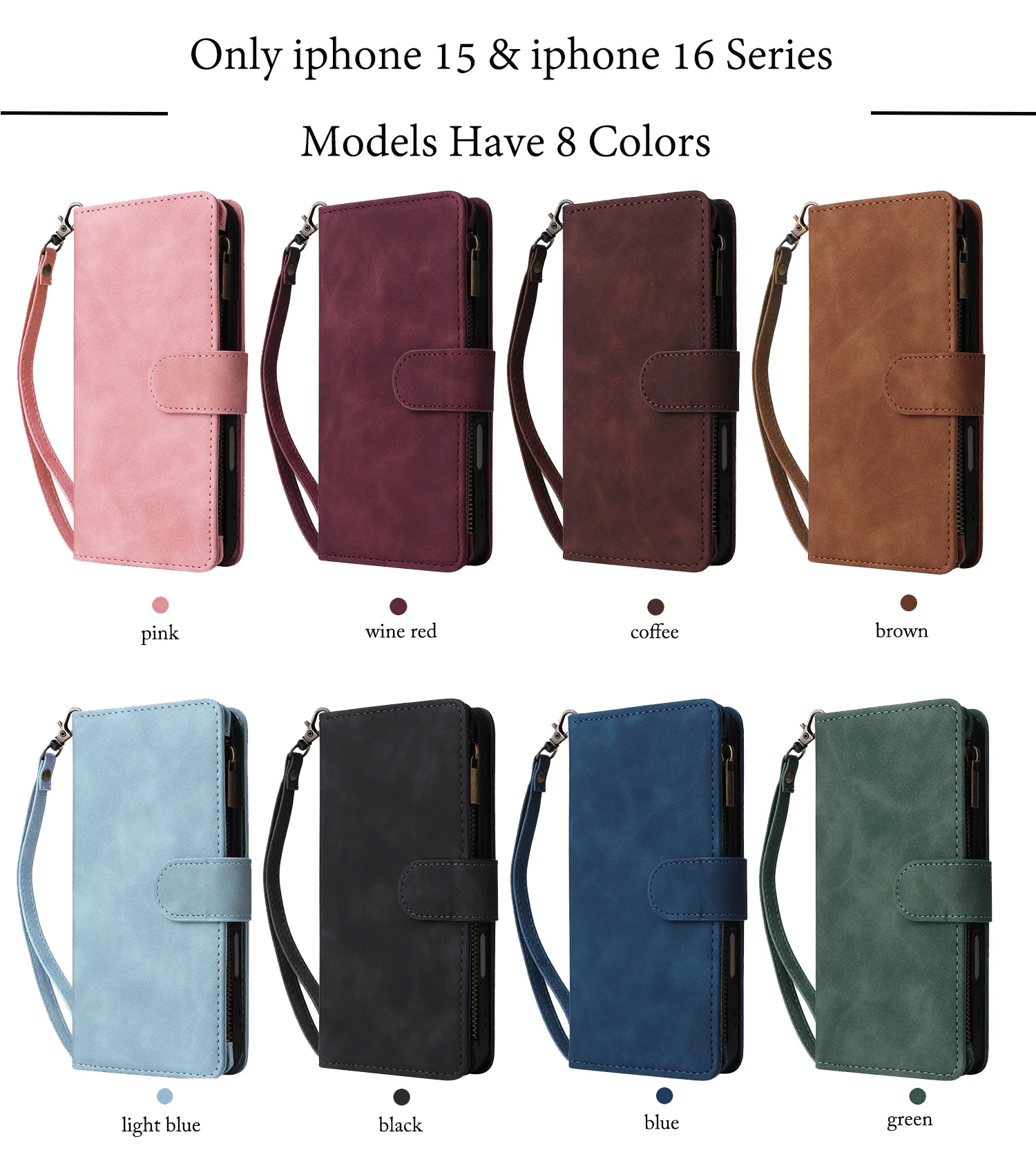Premium-Leder-Brieftaschen-Hülle Reißverschluss-Brieftaschen-Kartensteckplätze Magnetische Flip-Cover – Bild 6
