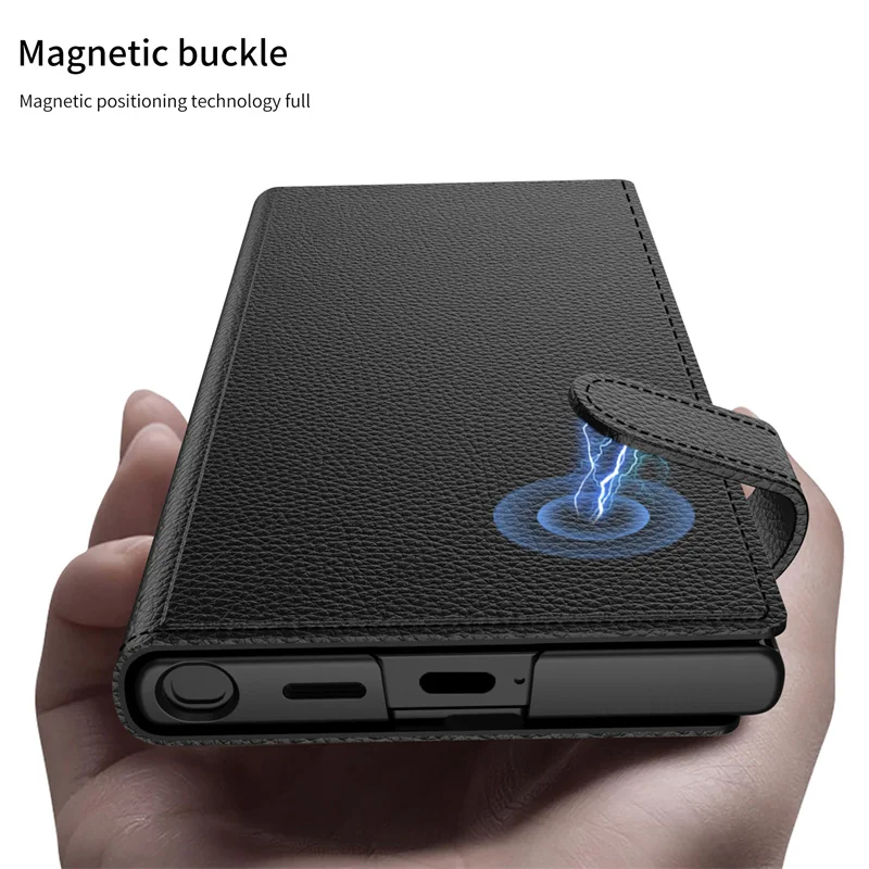 Hülle Flip-Leder-Wallet-Cover mit Magnetverschluss Schutzhülle – Bild 5