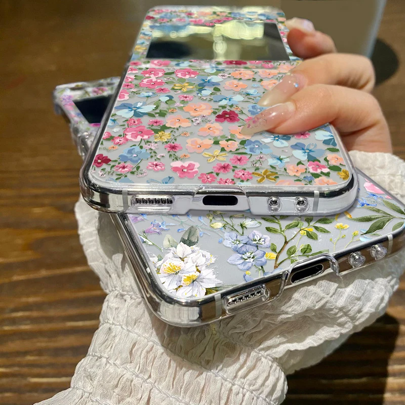 Luxuriöse Handyhülle mit Blumen- und Pflanzenmuster Flip7 Flip6, Hartschalen-Flip-Cover – Bild 5