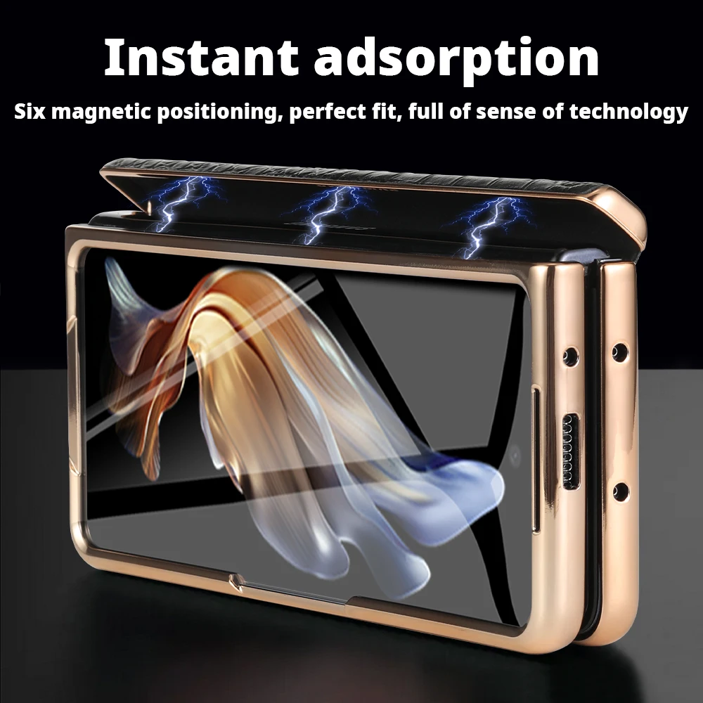 Leder-Flip-Hülle Fold8 Ultra Fold7 mit magnetischem Scharnierständer und Spiegelfolie – Bild 4