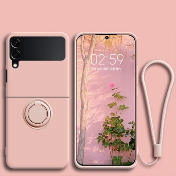 Galaxy Z Flip5: Luxuriöse Flüssigsilikon-Ringhalterung mit magnetischer Halterung Flip8 Flip7 5G Handyhülle