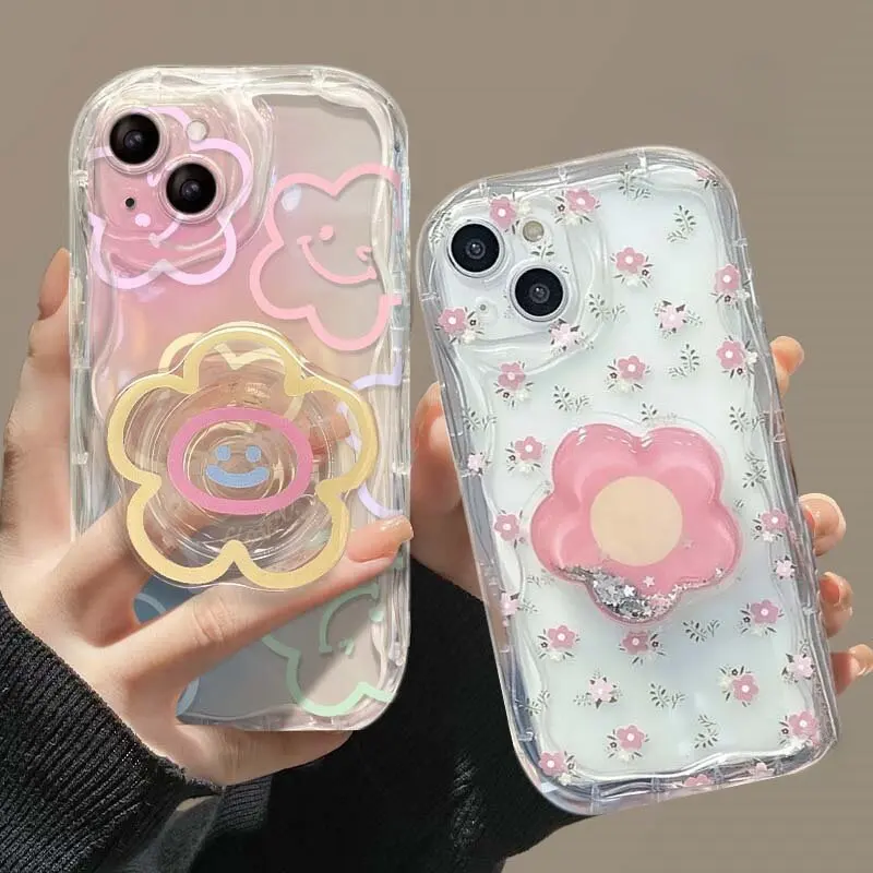 Redmi Note 13 5G: Rosa Lächeln Blumendruck Halterung Hülle Floral Case Cover