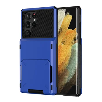 Galaxy S23+: Brieftasche Fall Flip-Cover Karte Halter Tasche Dual Layer Schutzhülle Ganzkörper harte Stoßstange