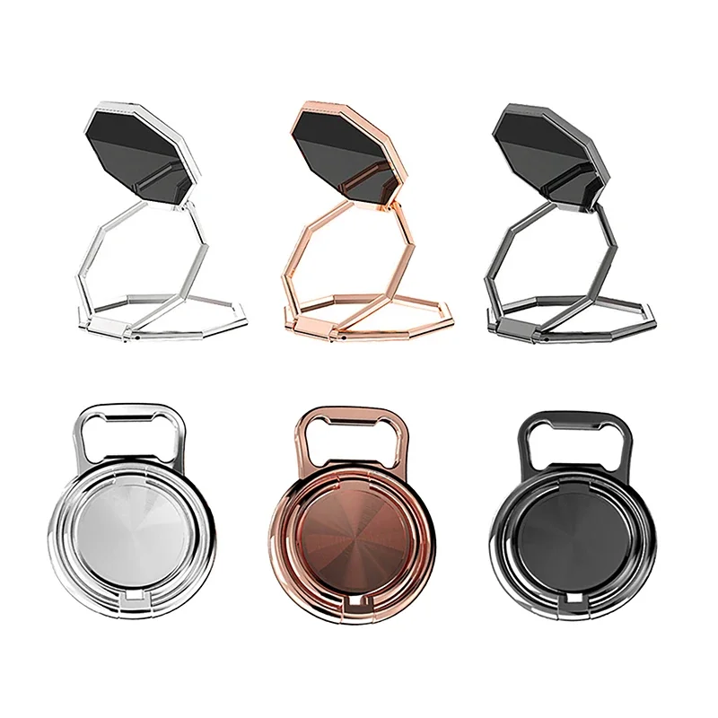 Metall faltbarer Telefon halter 360-Grad-Drehständer Doppel fingerring runder Handy Universal tragbarer Metallst änder – Bild 2