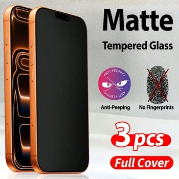iPhone 15 Plus: 3 Stück matte Anti-Peeping-Displayschutzfolie aus gehärtetem Glas
