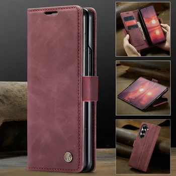Galaxy Z Fold5: 2025 Flip-Hülle Leder-Kartenetui Buchhülle Hülle Fold 6 5 4 Magnet-Capa