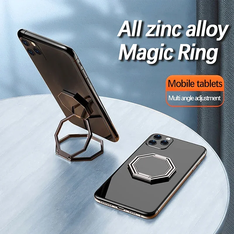 Metall faltbarer Telefon halter 360-Grad-Drehständer Doppel fingerring runder Handy Universal tragbarer Metallst änder – Bild 3
