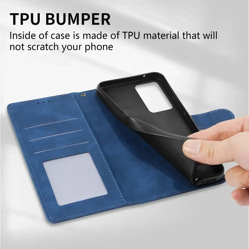 Brieftasche mit Kartensteckplatz, magnetische Flip-Ledertasche Abdeckung – Bild 6