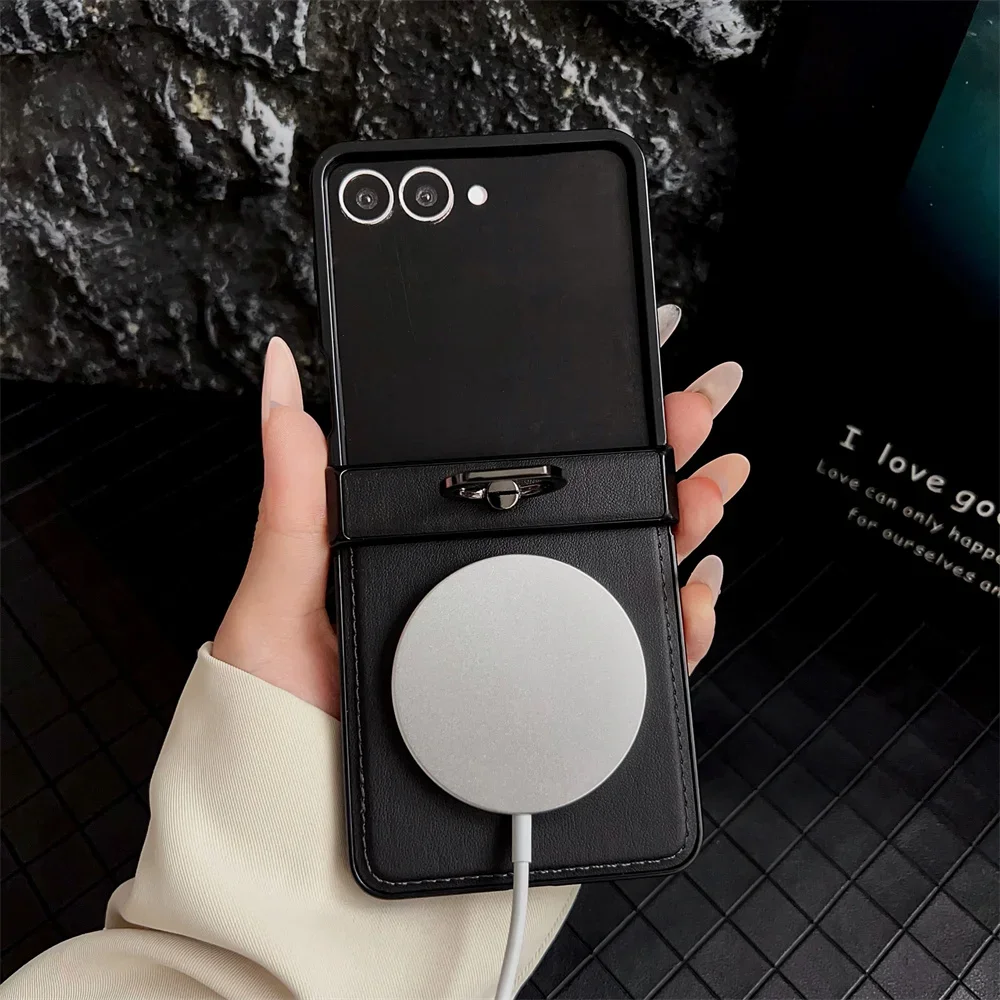 360 rotierende magnetische Ringhalter-Telefonhülle Flip6 Flip5 Flip4 Flip3 5G PU-Leder-Rückseite – Bild 3