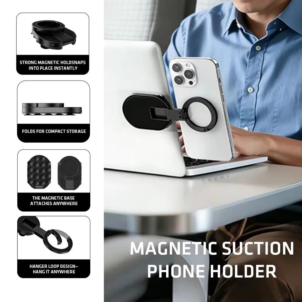 MA39 Magnetischer Faltbarer Handyständer Universal 360° °   Drehbarer Desktop-Handyhalter mit Saugnäpfen an der Unterseite