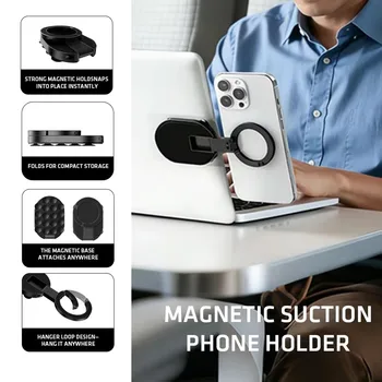 MA39 Magnetischer Faltbarer Handyständer Universal 360° ° Drehbarer Desktop-Handyhalter mit Saugnäpfen an der