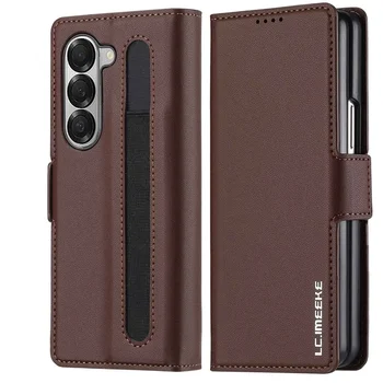 Galaxy Z Fold5: Premium-Leder-Handyhülle, Fold 6, Fold 5, Fold 4, 5G mit Stifthalter, Brieftasche