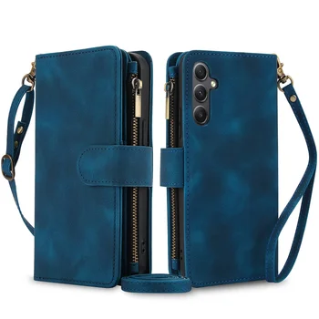 Galaxy A35: Hülle Brieftasche, haltbare Leder Magnets chnalle Flip Karten halter