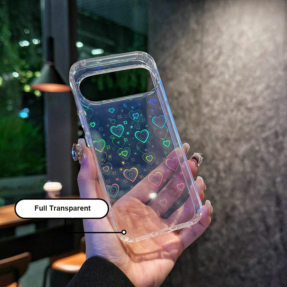 Laser-Liebesmuster Transparente Handyhülle mit Airbag-Ecken und Stoßschutz, Harte Schutzhülle – Bild 3