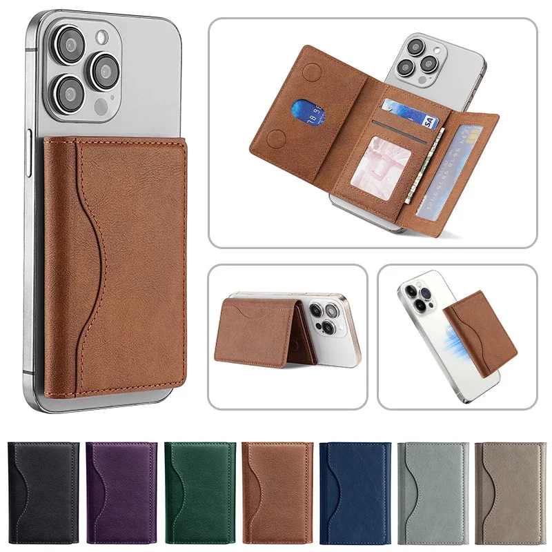 Herren Magsafe Kartenhalter Unisex PU-Leder Magnetischer Kartenhalter Kartenetui Geldbörse für Apple für Phone 16 15 14 – Bild 2