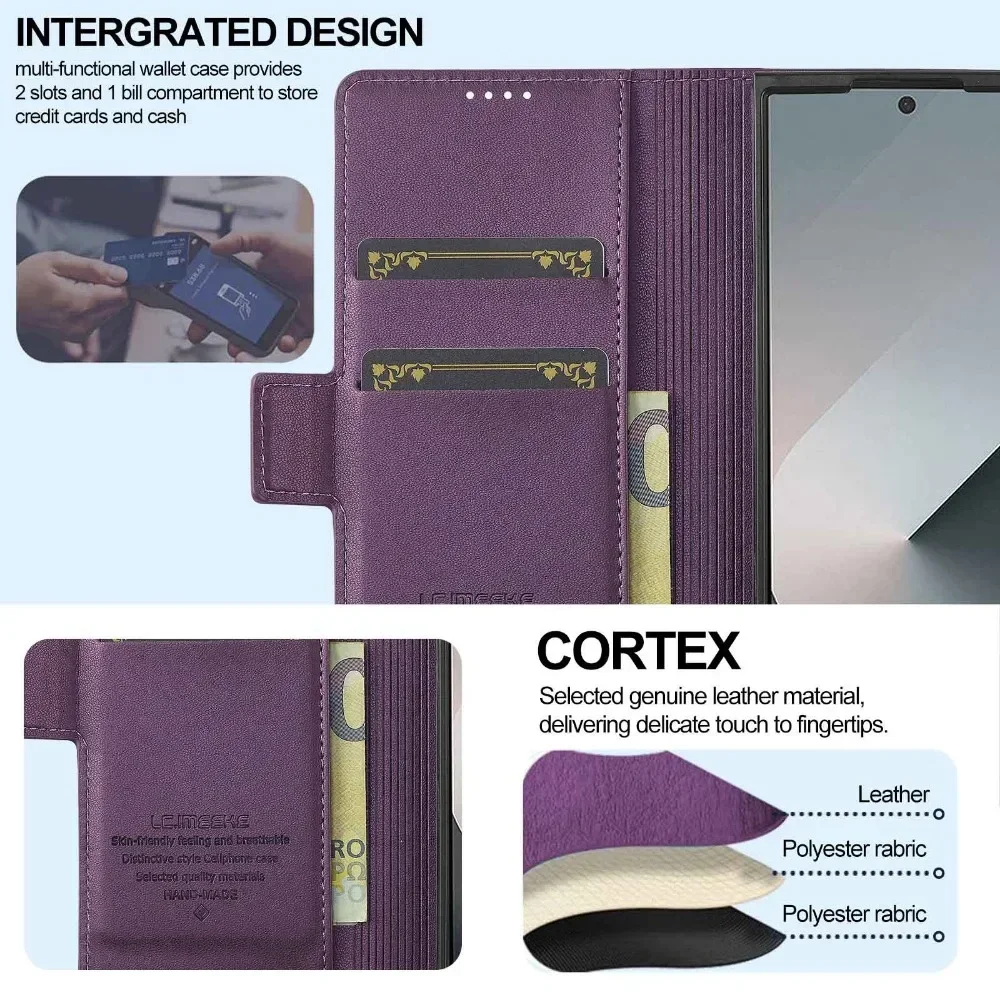 Premium-Leder-Handyhülle, Fold 6, Fold 5, Fold 4, 5G mit Stifthalter, Brieftasche, Flip-Telefonabdeckung – Bild 2