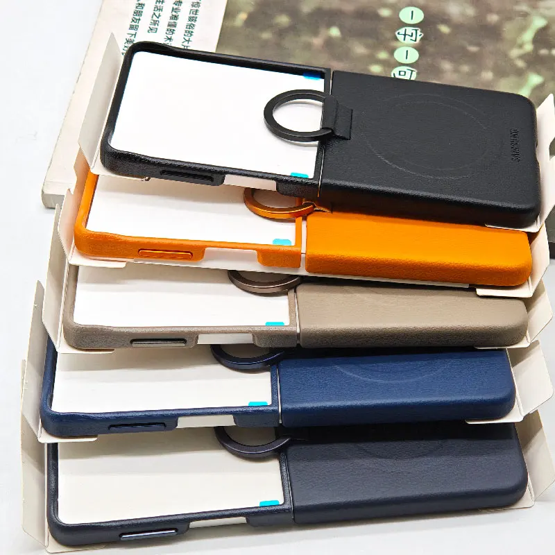 Flip 7 Luxus-Handyhülle Ultradünne Magnetische Öko-Lederhülle Mit Fingerring Schutzhülle – Bild 3