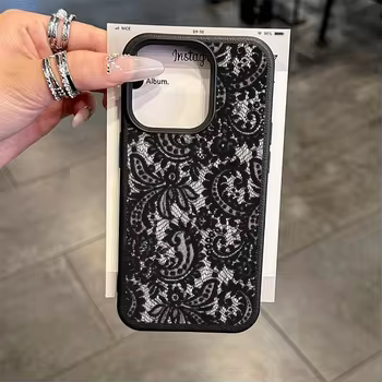 IPhone 17 Pro Max: Personalisierte Handyhülle mit schwarzem Spitzenmuster Cover