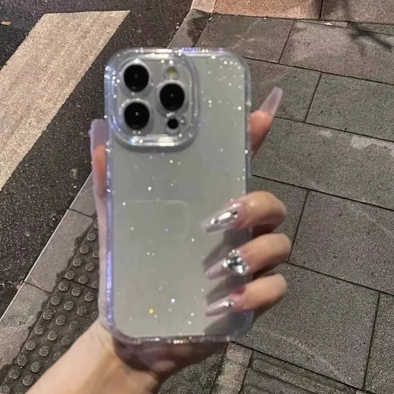 Glitzernde Transparente Handyhülle Stoßfeste TPU Silikon Weiche Schutzhülle Funda – Bild 3